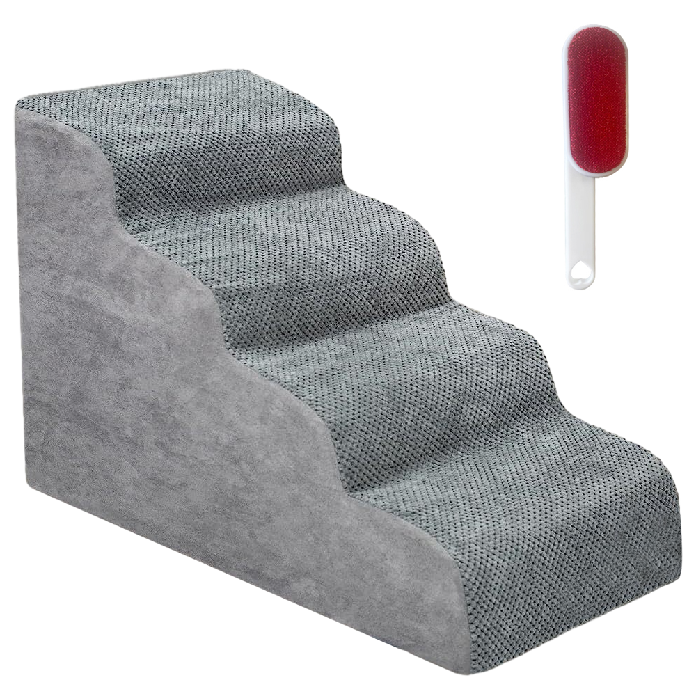 Non-Slip 4 Tiers Dog Ramp/Step/Stair Foam Dog Steps for High Beds or Couches